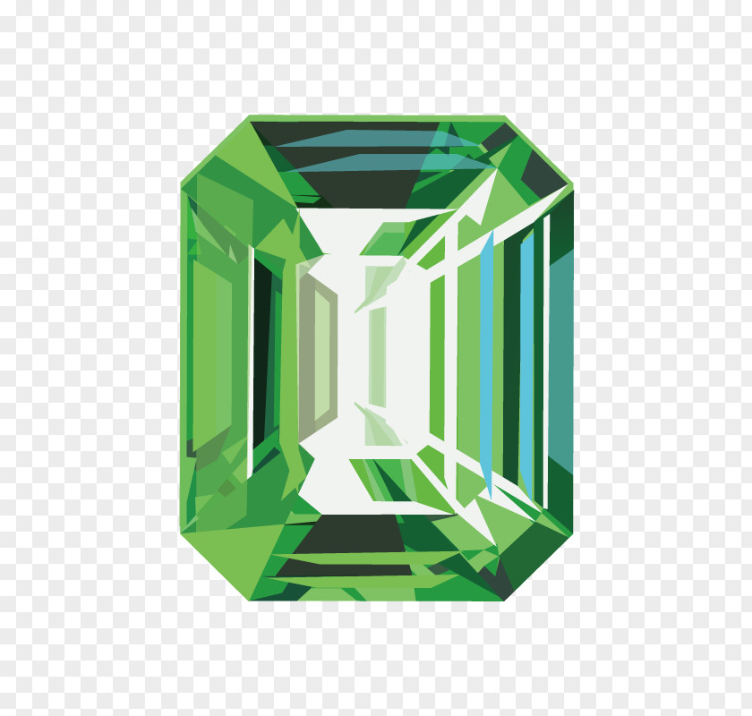 Hand-painted Emerald Vector Diamond Color Gemstone PNG