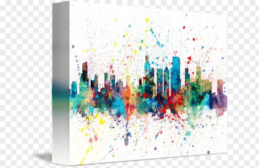 Painting Chicago Graphic Design Canvas Print Art PNG