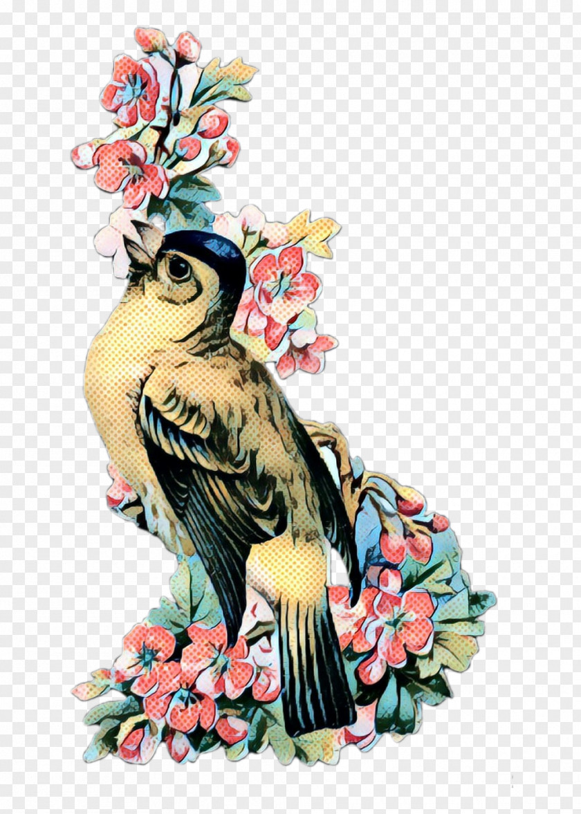 Flower Parrot Pop Art Retro Vintage PNG