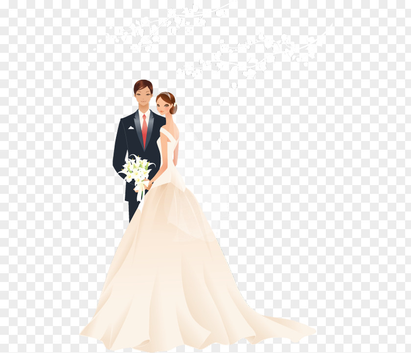 Vector Bride And Groom Wedding Microsoft PowerPoint Template Presentation Slide Show PNG