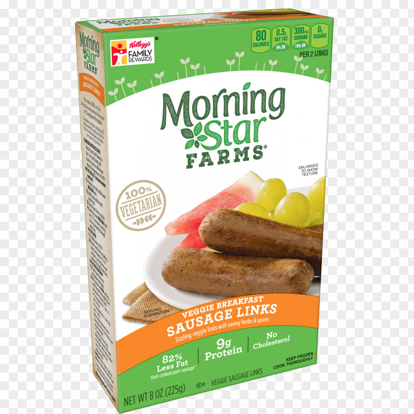 Breakfast MorningStar Farms Veggie Sausage Links Burger Vegetarian Cuisine PNG