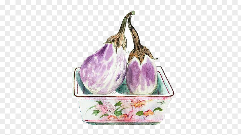 Eggplant Picture Material Watercolor Painting Art PNG