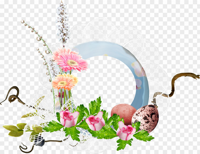 Round Frame Easter Paschal Greeting Clip Art PNG