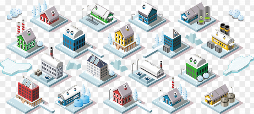 Vector Floating Town Building Isometric Projection Graphics In Video Games And Pixel Art Illustration PNG