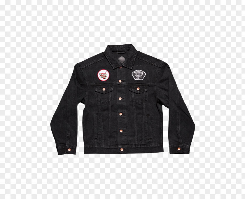 Black Denim Jacket Flight Blouson Coat PNG