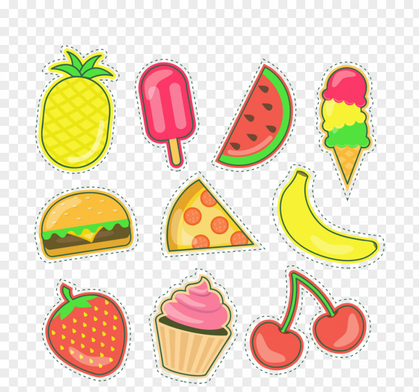 Cute Cartoon Picture Material Food Ice Cream Junk Hamburger Fruit PNG
