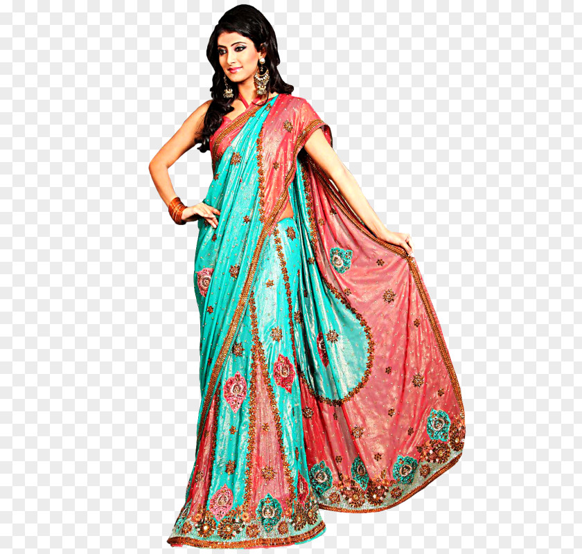 India Clothing In Folk Costume Sari PNG