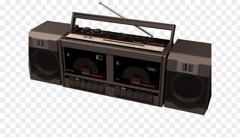 Radio Boombox Stereophonic Sound Tape Recorder Compact Cassette Deck PNG