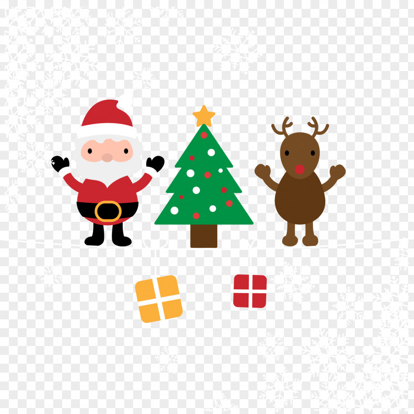 Cartoon Santa Claus And Reindeer Vector Material Clauss Christmas PNG