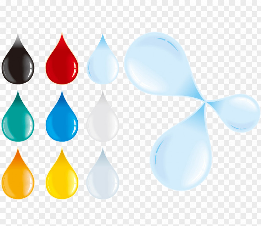 Colorful Water Drops Set Of Elements Water-Drop Free Clip Art PNG