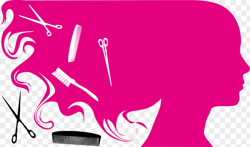 A Silhouette Of Female With Hair Theme Comb Beauty Parlour Hairdresser Personal Stylist PNG