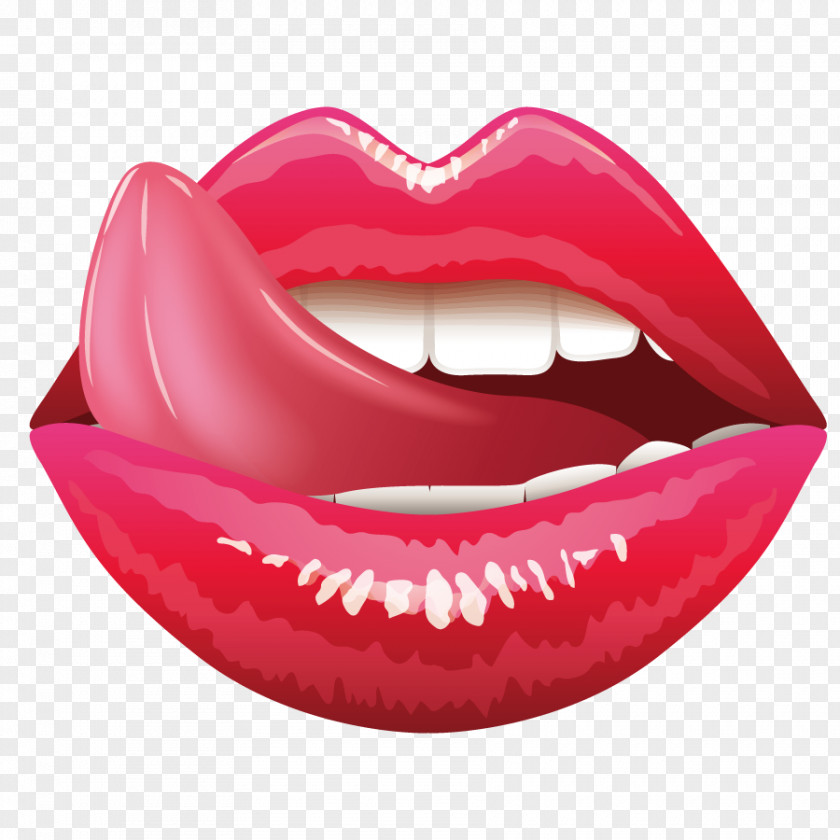 Vector Red Lips Lip Tongue Mouth Clip Art PNG