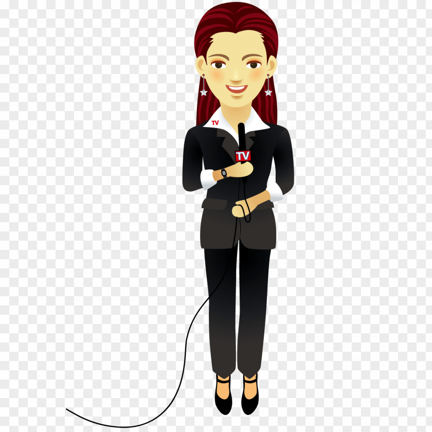 Radio Female Anchor Journalist Euclidean Vector Illustration PNG