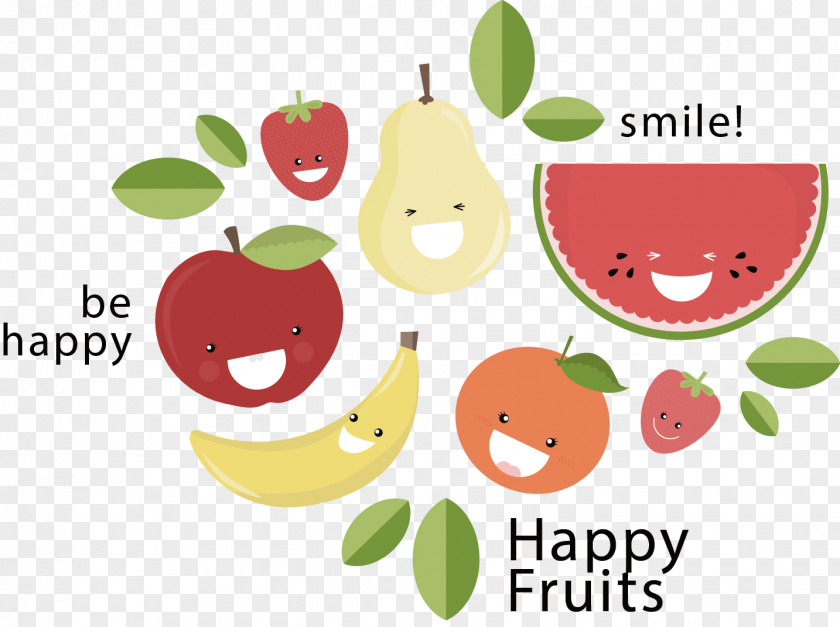 Vector Painted Smiley Fruit Euclidean Food Illustration PNG