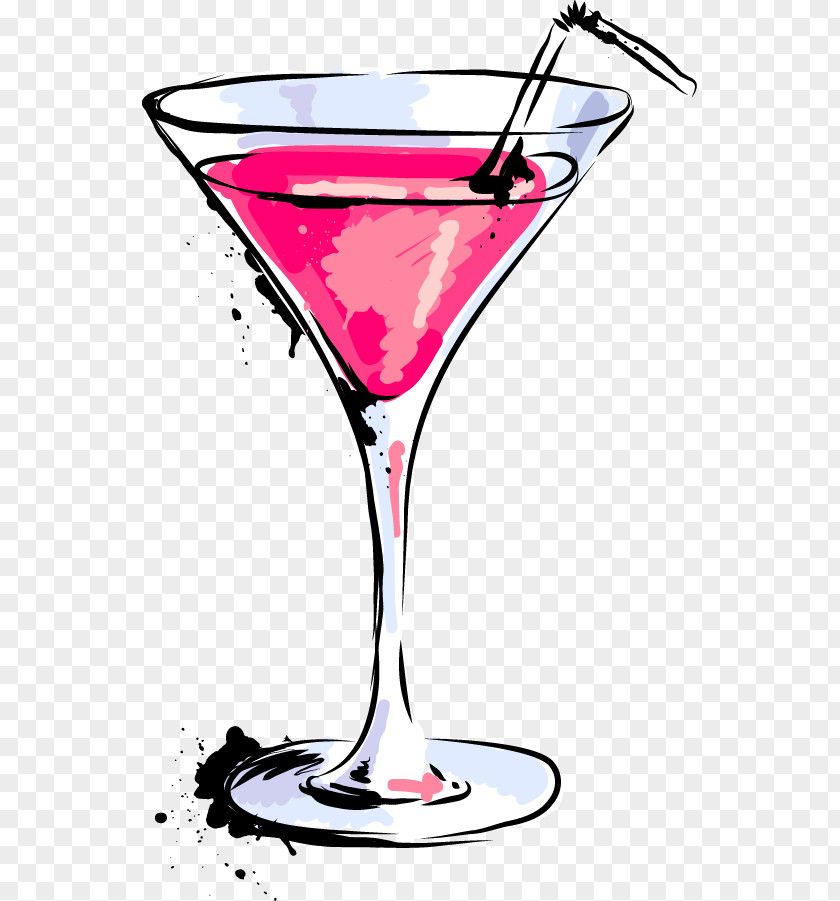 Cartoon Vector Painted Red Cocktail Martini PNG