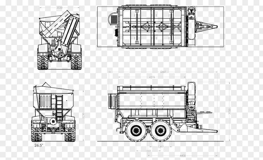 Claas Lexion Combine Harvester Technical Drawing PNG