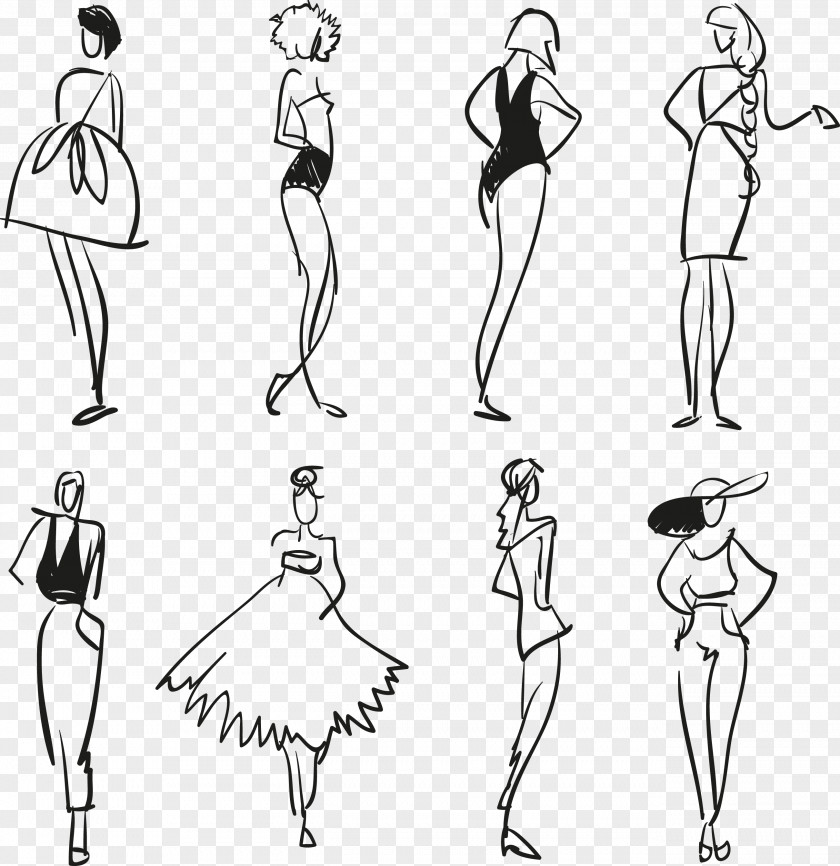 Fashion Sketch Illustration Drawing Model PNG