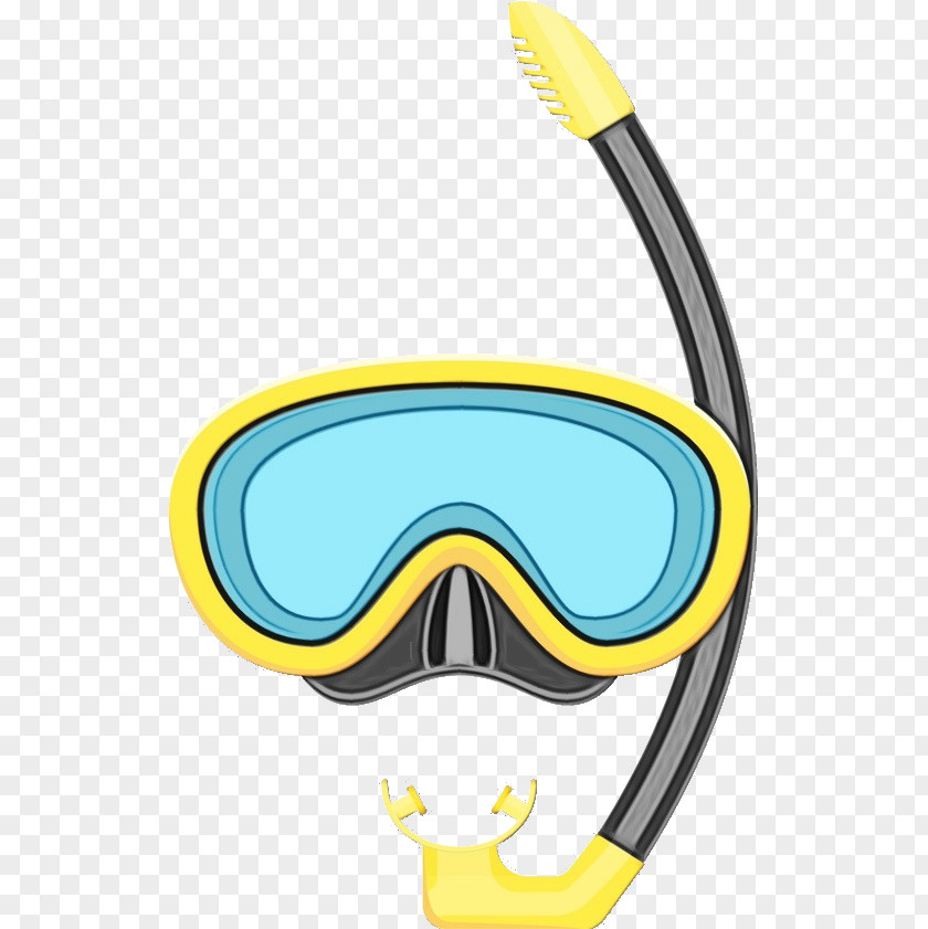 Goggles Diving Mask Yellow Beak Line PNG