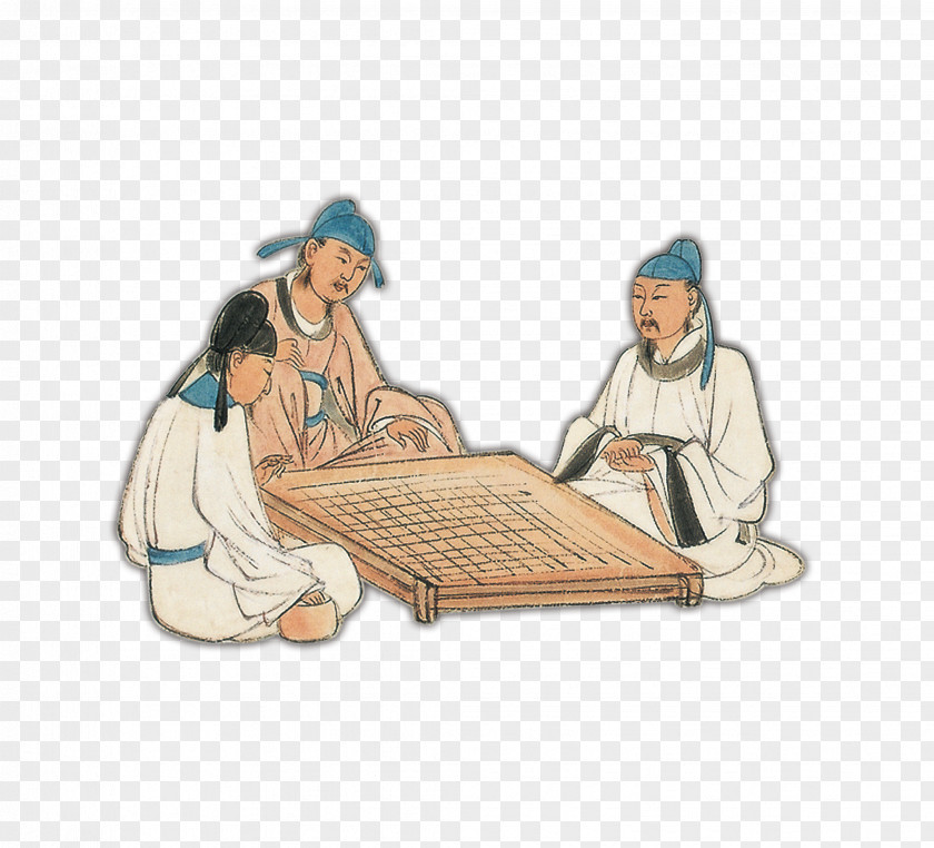 Scholars Of Ancient Chinese Style Chess Go Xiangqi U68cbu7c7b Ink Wash Painting PNG