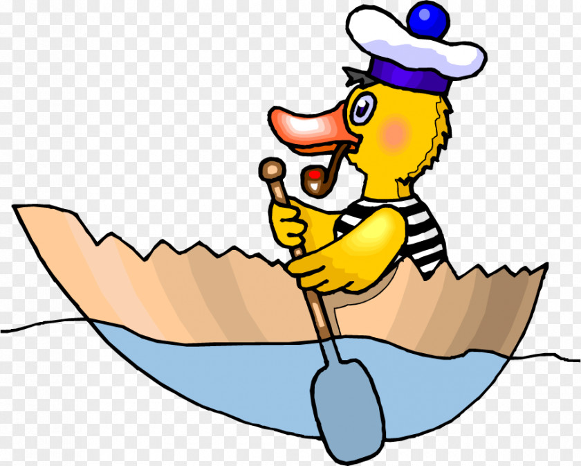 Yellow Duck Rowing Cartoon Boat Clip Art PNG