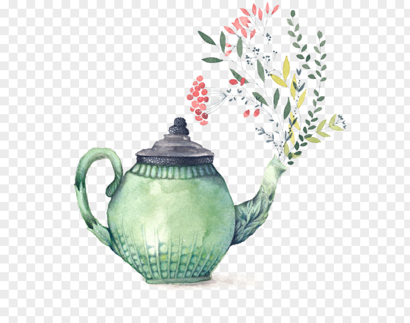 Tea Teapot Clip Art Drawing Watercolor Painting PNG
