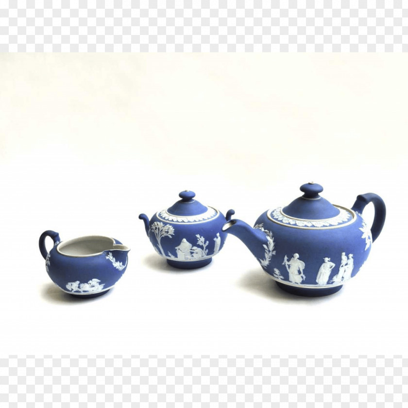 Ceramic Three-piece Coffee Cup Blue And White Pottery Cobalt PNG