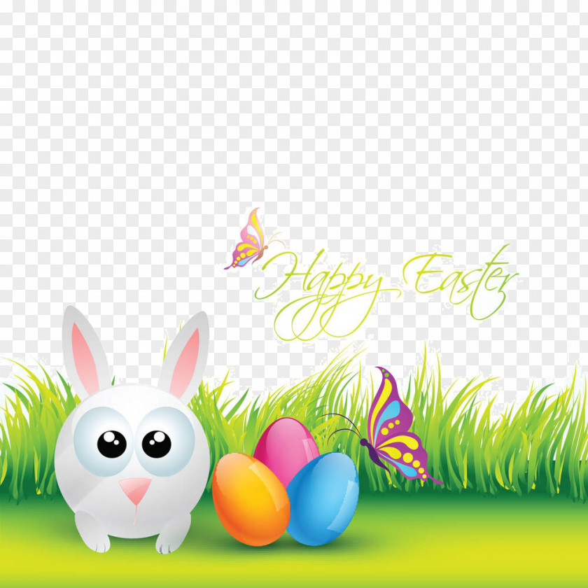 Cartoon Rabbit Bush Easter Bunny Egg Illustration PNG