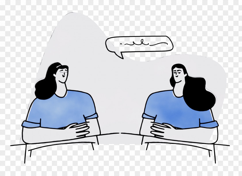 Chair Cartoon Sitting Conversation Line PNG