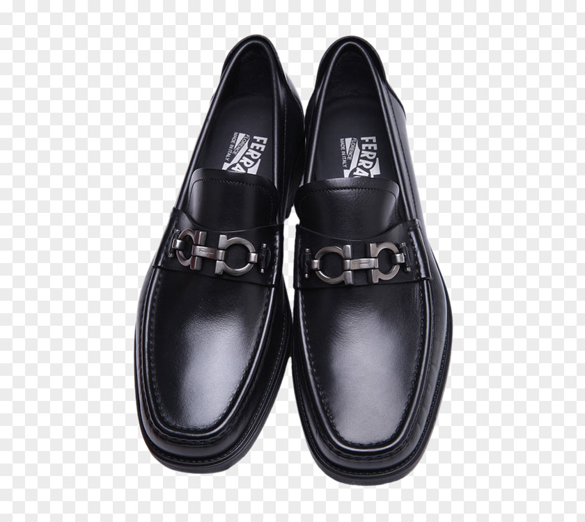 Ferragamo Men's Horseshoe Buckle Decorated Black Slip-on Shoe Salvatore S.p.A. Designer PNG