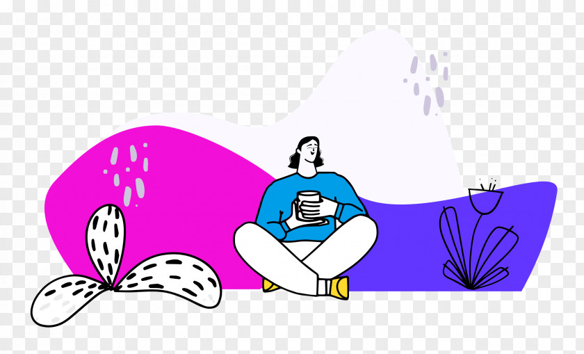 Person Sitting With Plants PNG