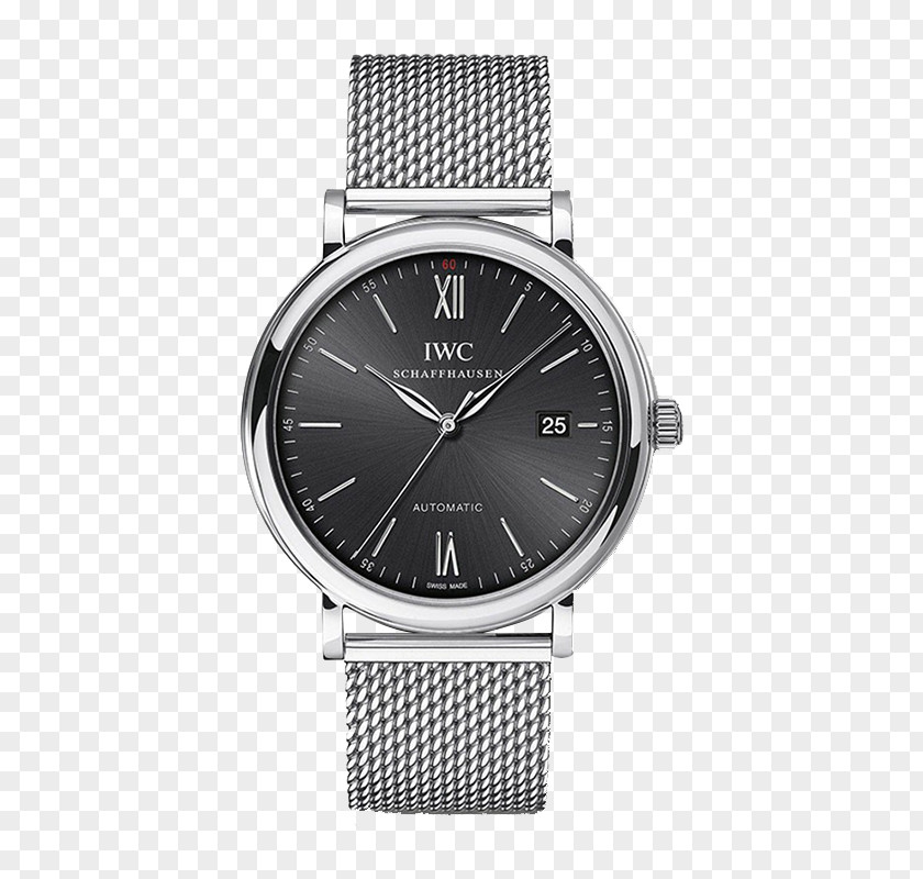 IWC Watches Watch Male Table Silver And Black Portofino International Company Automatic Strap PNG