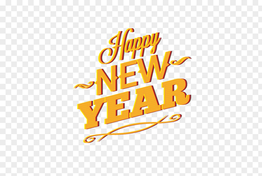 Yellow English WordArt Happy New Year Euclidean Vector PNG