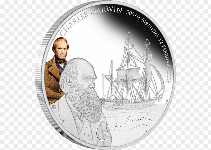 Charles Darwin Perth Mint Commemorative Coin Silver PNG