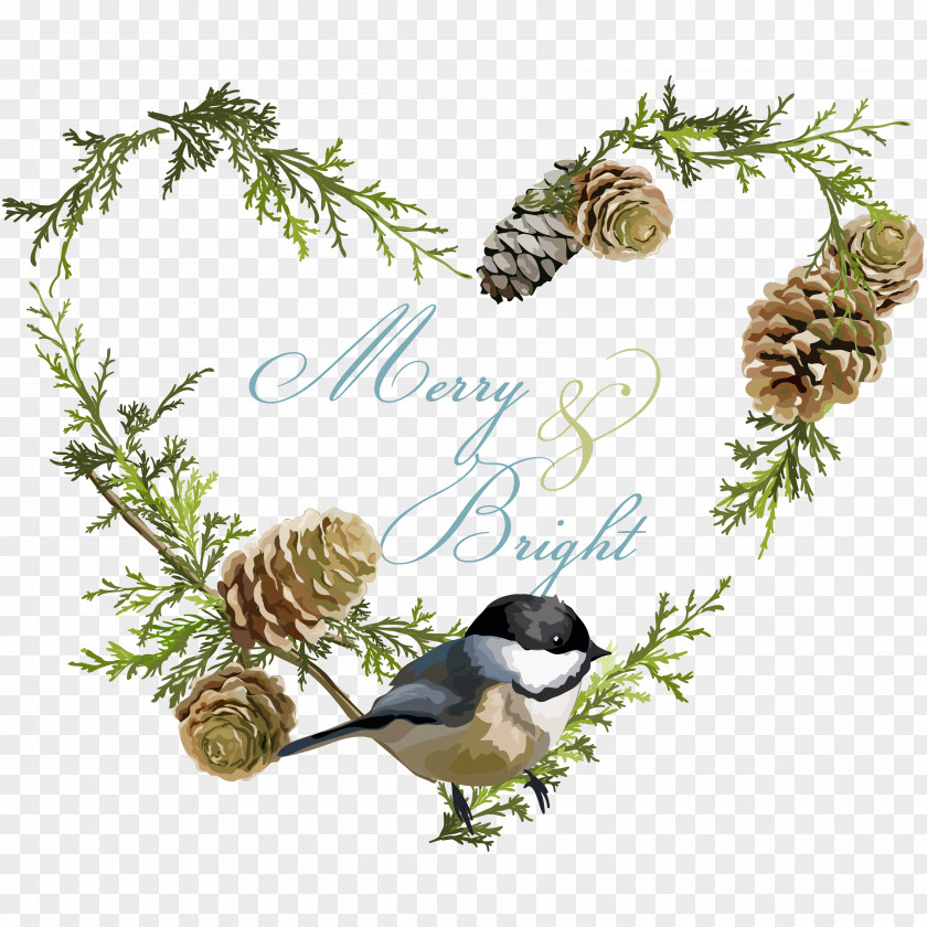 Love Birds Plants Bird Euclidean Vector Christmas Illustration PNG