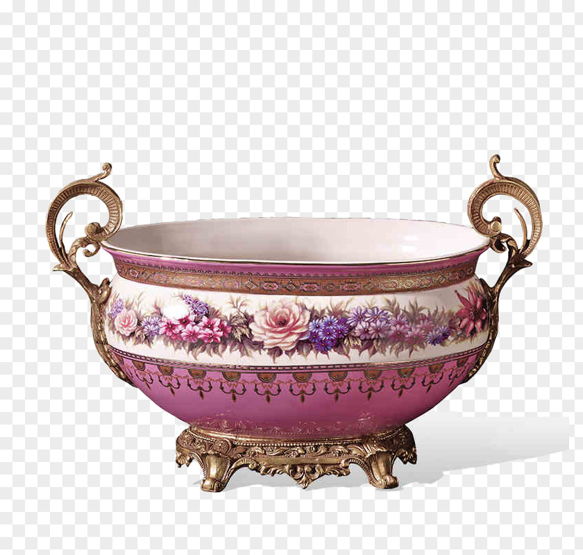 Continental Retro Purple Flower Pot Flowerpot Vase PNG
