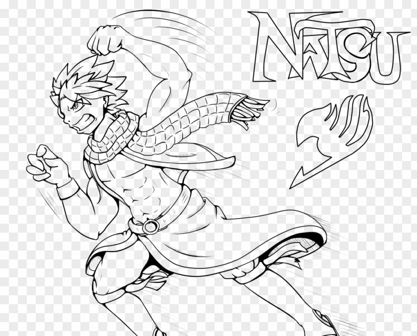 Logo Natsu Line Art Drawing Dragneel Character Cartoon PNG