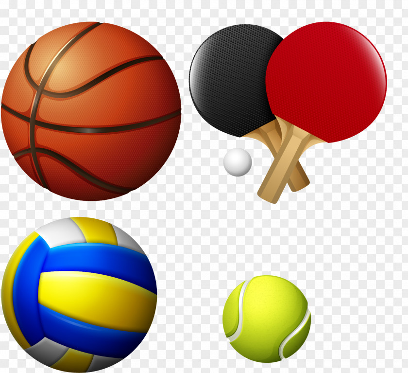 Vector Hand-painted Sports Equipment Basketball Illustration PNG