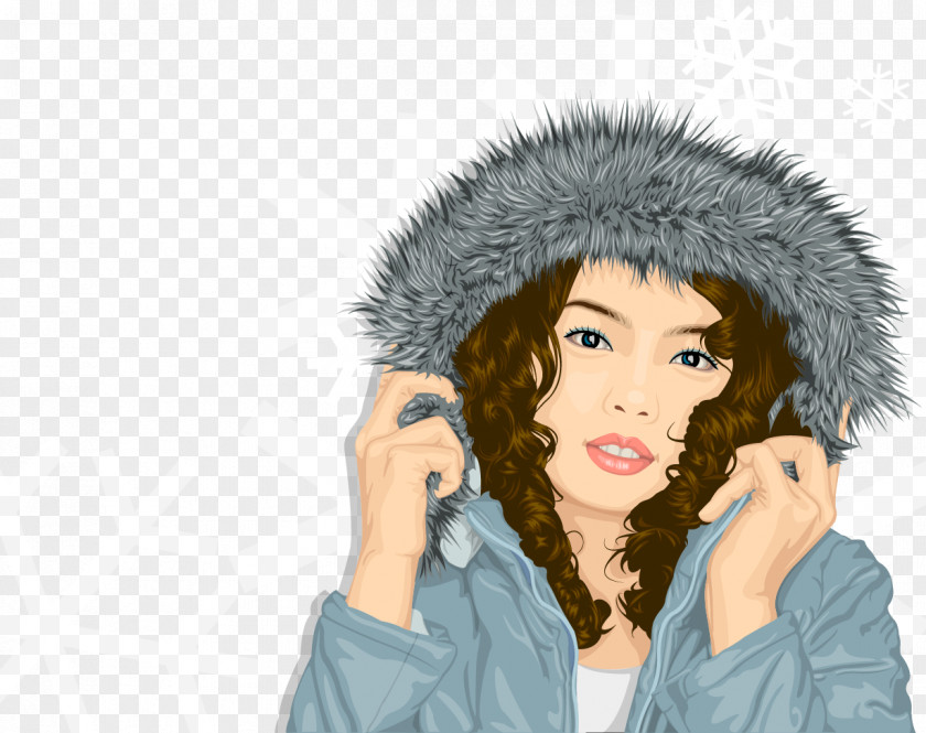 Winter Fur Hat Beauty Vector Illustration PNG
