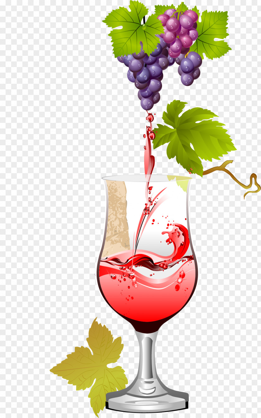 Vector Hand-painted Wine Red Glass Juice Cup PNG