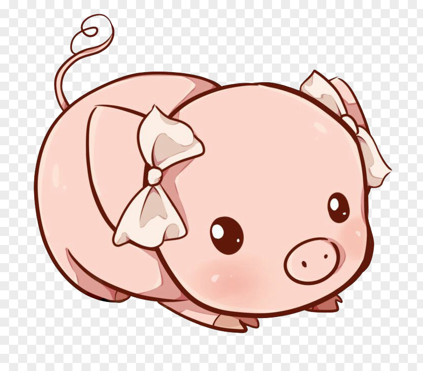 Cute Pink Pig Domestic Kavaii Cuteness Clip Art PNG