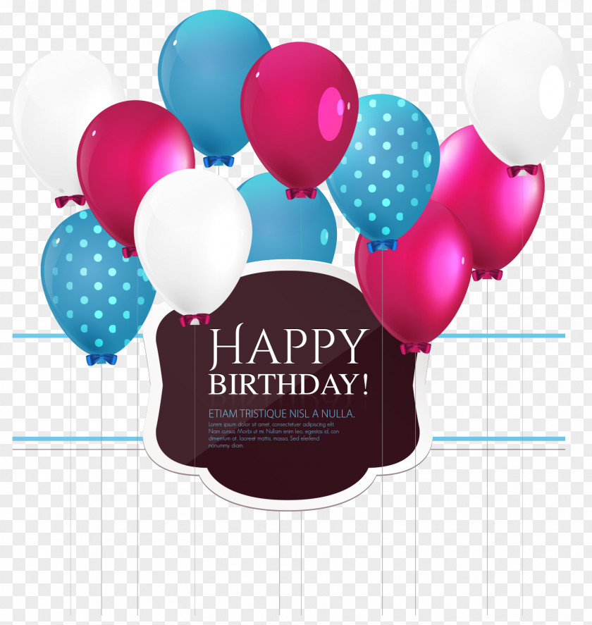 Happy Birthday Balloon Vector Greeting Card PNG