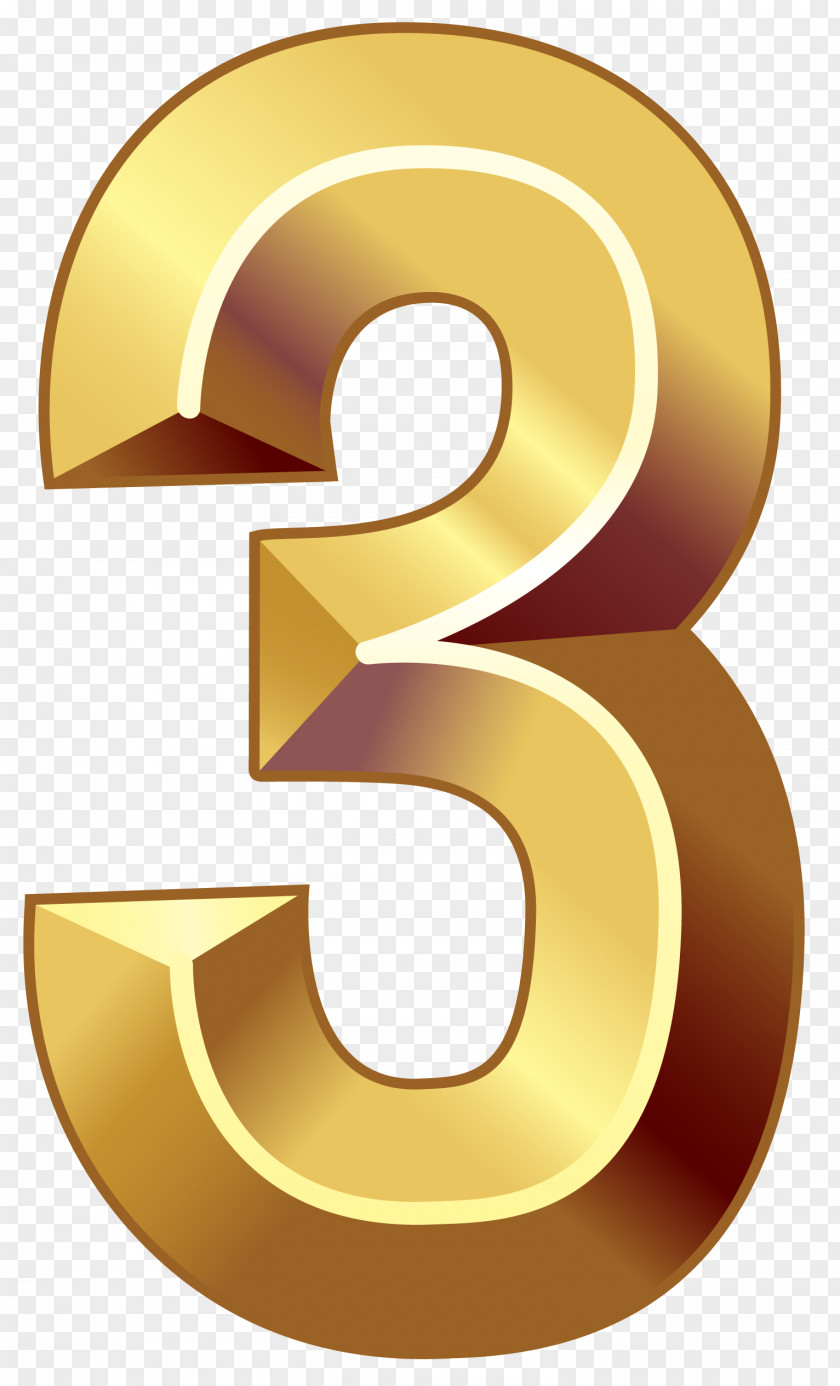 Gold Number Three Clipart Image Numerical Digit Clip Art PNG