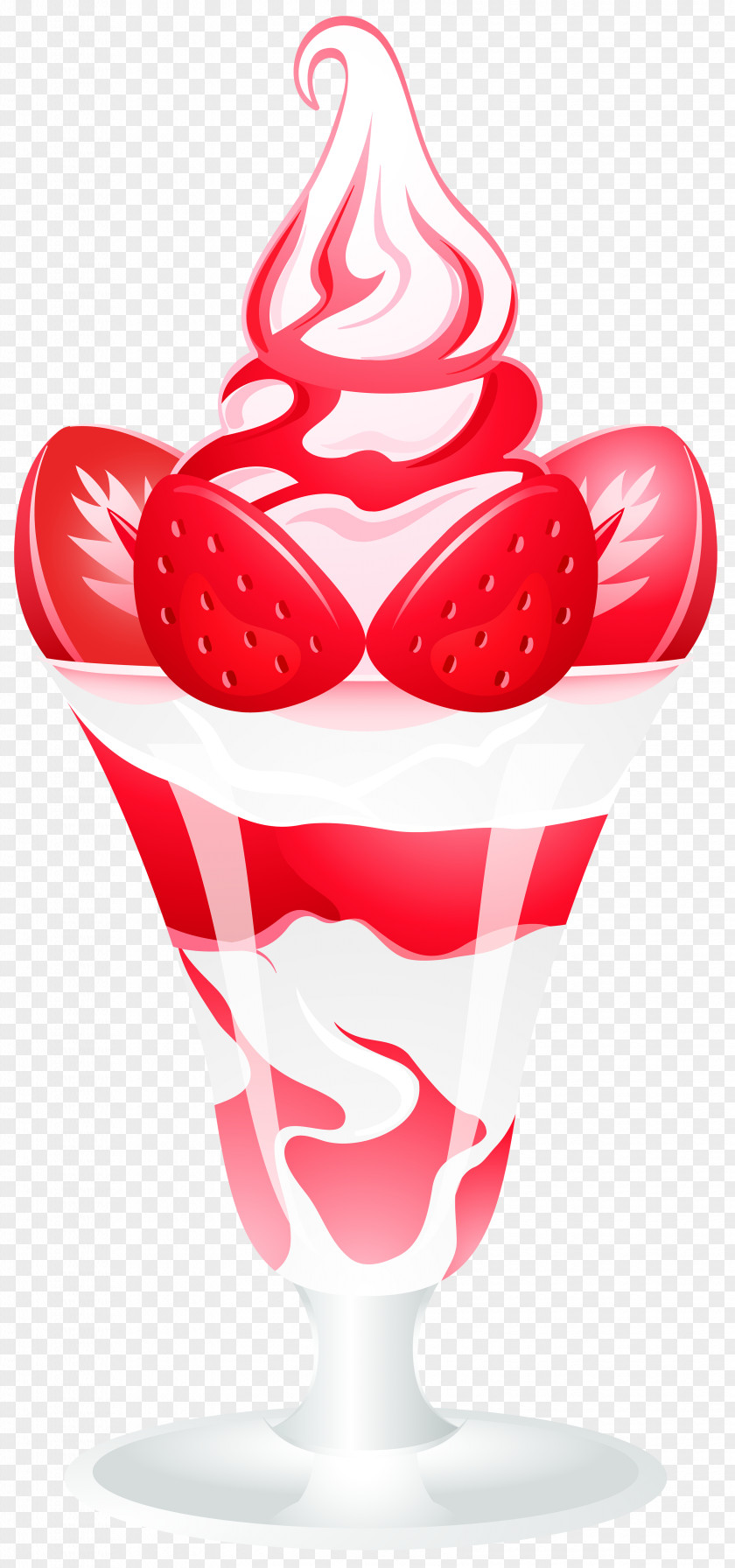 Ice Cream Sundae With Strawberries Clip Artt Image Cone Strawberry PNG