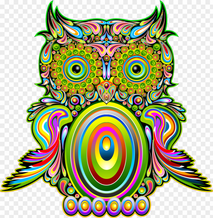 Vector Creative Owl Pop Art Psychedelic PNG