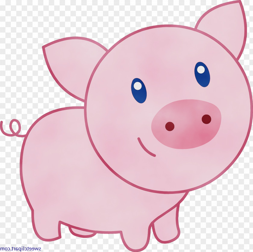 Smile Livestock Pink Domestic Pig Cartoon Snout Suidae PNG