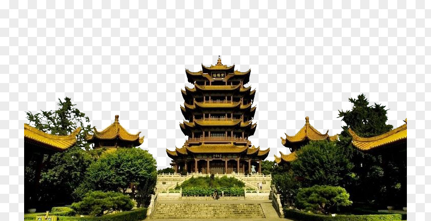 Yellow Crane Tower Panorama Perspective Wuchang District Yangtze Four Great Towers Of China PNG