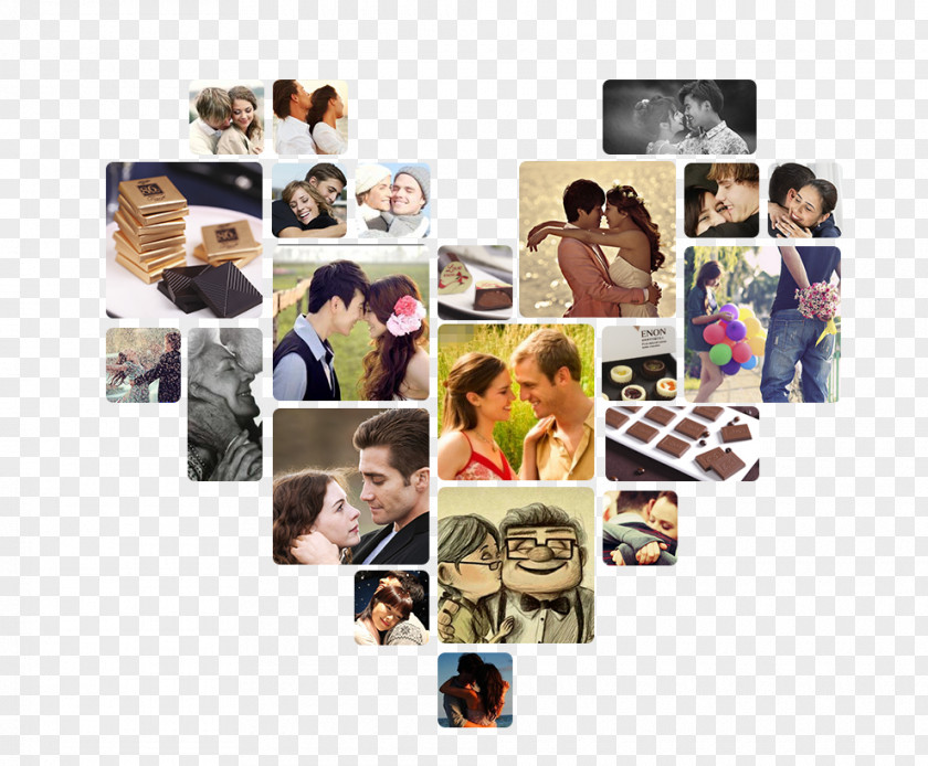 Heart-shaped Photo Album Material Collage Chocolate Snack PNG
