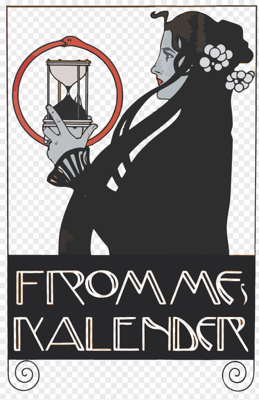 Vector Hourglass Woman Vienna Secession Poster For Frommes Calendar Painting Art PNG