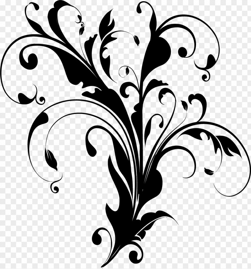 Design Floral Monochrome Painting Black And White Visual Arts PNG