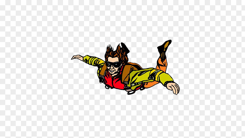 Flying Superman Parachuting Cartoon Clip Art PNG